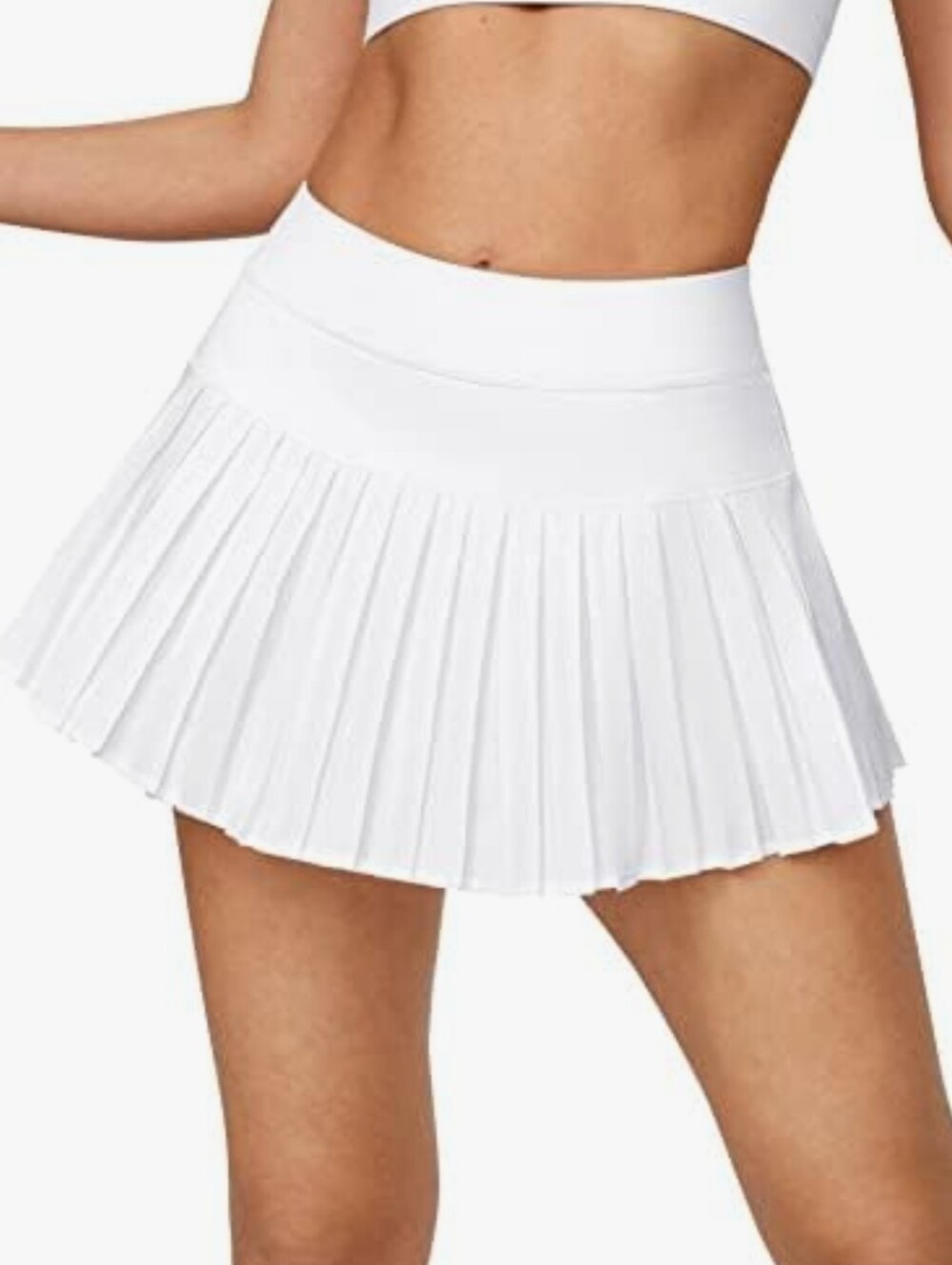 Ewedoos White Pleated Tennis Skort Medium Athletic Skirt with Shorts Underneath